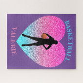Girls Basketball Personalisiertes Puzzle Herz (Horizontal)