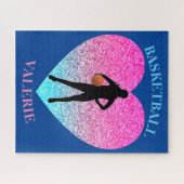 Girls Basketball Personalisiertes Puzzle Herz (Horizontal)