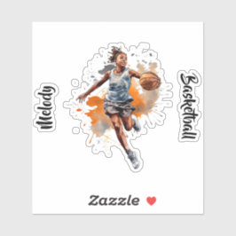 Girls Basketball Wasserfarbe Personalisiert Aufkleber