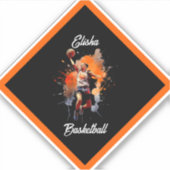 Girls Basketball Wasserfarbe Personalisiert Aufkleber (Vorderseite)