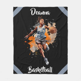 Girls Basketball Wasserfarbe Personalisiert Fleecedecke