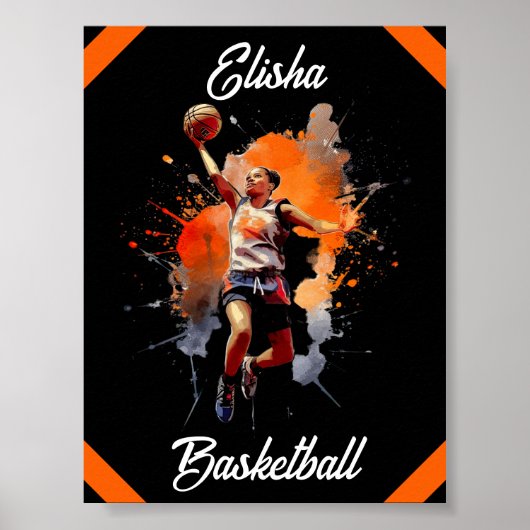 Girls Basketball Wasserfarbe Personalisiert Poster (Vorne)
