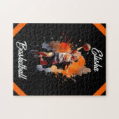 Girls Basketball Wasserfarbe Personalisiert Puzzle (Horizontal)