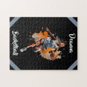Girls Basketball Wasserfarbe Personalisiert Puzzle (Horizontal)