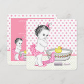 Girls Bath Time Baby Dusche Einladung (Vorne/Hinten)
