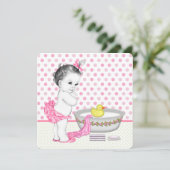 Girls Bath Time Baby Dusche Einladung (Stehend Vorderseite)