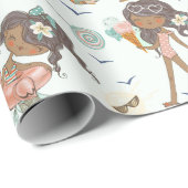 Girls Beach Party Wrapping Paper Geschenkpapier (Rolleneckpunkt)