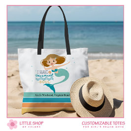 Girls Beach Weekend Mermaid Personalisiert Tasche
