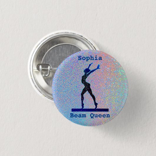 Girls Beam Queen Holographic Gymnastics Button (Vorne & Hinten)