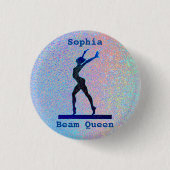 Girls Beam Queen Holographic Gymnastics Button (Vorderseite)