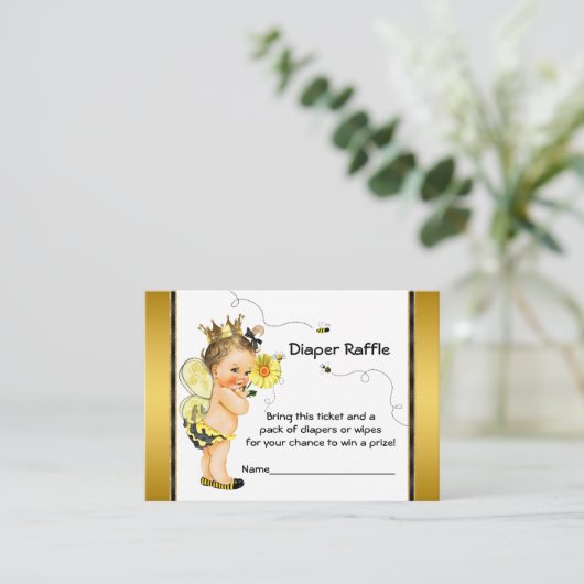 Girls Bee Diaper Raffle Ticket Begleitkarte (Stehend Vorderseite)