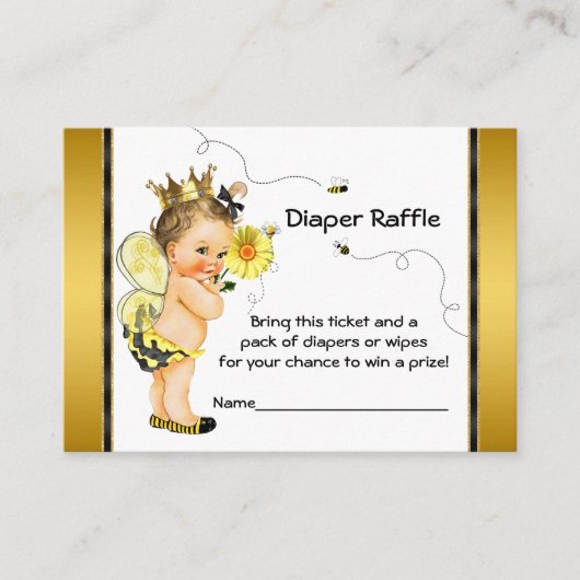 Girls Bee Diaper Raffle Ticket Begleitkarte (Vorderseite)