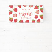 Girls Berry Erste Erdbeere 1. Geburtstag Party Banner (InSitu)