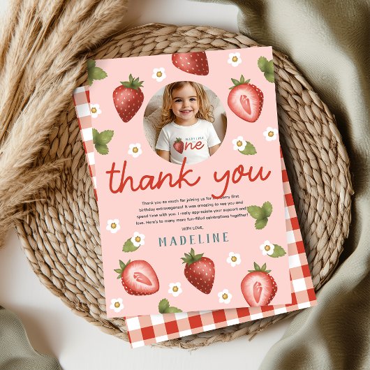 Girls Berry First Kids 1. Geburtstag Foto Dankeskarte