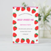 Girl's Berry Sweet One Flat Dankeschön Card Dankeskarte (Stehend Vorderseite)