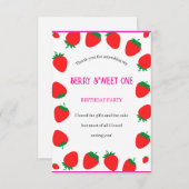 Girl's Berry Sweet One Flat Dankeschön Card Dankeskarte (Vorne/Hinten)