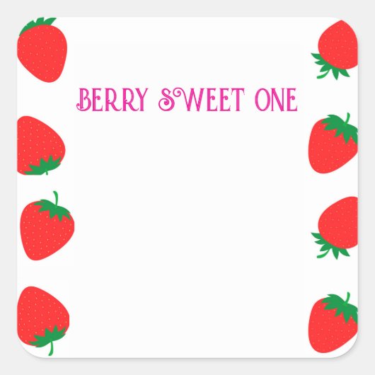 Girl's Berry Sweet One Square Sticker (Vorderseite)