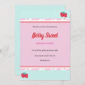 Girl's Berry Sweet Party Flat Dankeschön-Karte Dankeskarte (Vorne/Hinten)