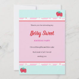 Girl's Berry Sweet Party Flat Dankeschön-Karte Dankeskarte