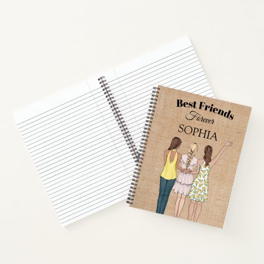 Girls Best Friends Rustic Hessian Spiral Notebook Notizblock (Innenseite)