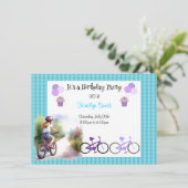 Girls Bicycle Geburtstagsparty Einladung (Stehend Vorderseite)