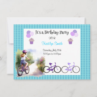 Girls Bicycle Geburtstagsparty Einladung
