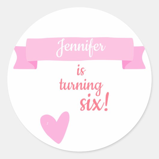 Girl's Birthday Celebration Runder Aufkleber (Vorderseite)