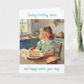 Girl's Birthday | Flowers and Cake Karte (Vorderseite)