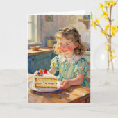 Girl's Birthday | Flowers and Cake Karte (Gelbe Blume)