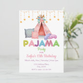 Girls Birthday Pajama Party Einladung (Stehend Vorderseite)