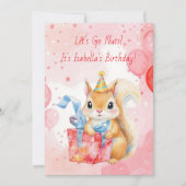 Girl's Birthday Party  | Adorable Squirrel   Einladung (Vorderseite)