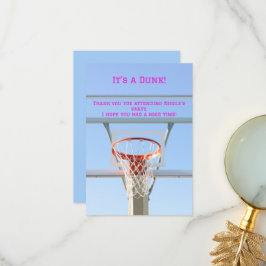 Girls Birthday Party Blue Sky Basketball Hoop Dankeskarte
