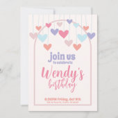 Girl's Birthday Party Herzballons Niedlich einlade Save The Date (Vorderseite)