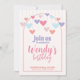 Girl's Birthday Party Herzballons Niedlich einlade Save The Date