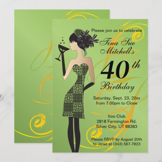 Girls Birthday Party | JAHRESZEIT Einladung (Vorne/Hinten)