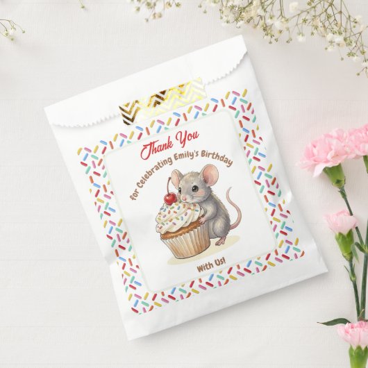 Girl's Birthday Party | Mouse & Cupcake Thank You Geschenktütchen (Versiegelt)