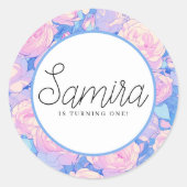 Girl's Birthday Pastel LoFi Floral Sticker (Vorderseite)