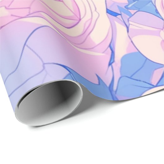 Girl's Birthday Pastel Lofi Floral Wrapping Paper Geschenkpapier (Rolleneckpunkt)