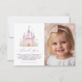 Girls Birthday Photo Thank You Card Princess Party Dankeskarte (Vorderseite)