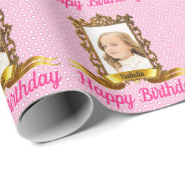 Girl's Birthday Portrait DIY Fügen Sie Ihr FOTO un Geschenkpapier