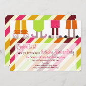 Girls Birthday Slumber Party Sleepover Stripes Einladung (Vorne/Hinten)