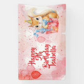 Girl's Birthday Squirrel themed Pink and Red Banner (Vertikal)