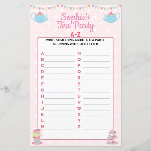 Girls Birthday Tea Party A-Z (Vorderseite)