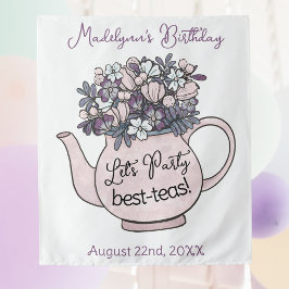 Girl's Birthday Tea Party Let's Party Wandteppich