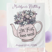 Girl's Birthday Tea Party Let's Party Wandteppich