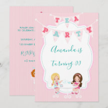 Girl's Birthday Tea Party Shabby-Chic Personalisie