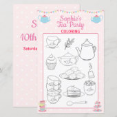 Girls Birthday Tee Party Coloring Page (Vorne/Hinten)