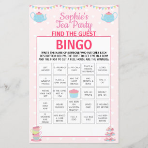 Girls Birthday Tee Party Finden Sie das Gast Bingo