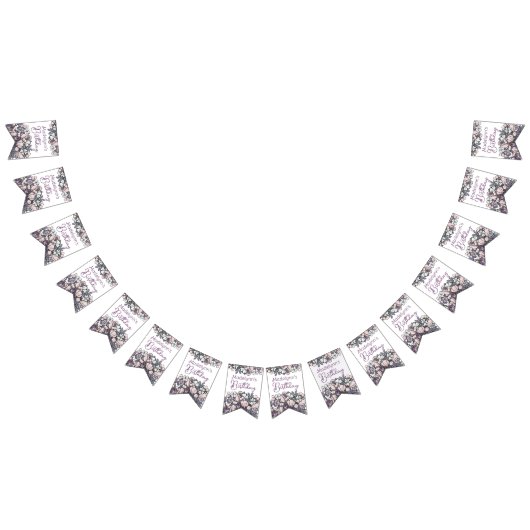 Girls Birthday Tee Party Floral Wimpelkette (Alle)