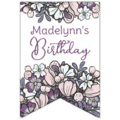 Girls Birthday Tee Party Floral Wimpelkette (Erste Fahne)